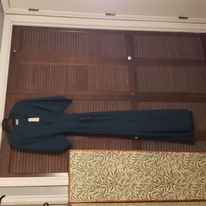 Dark green long wrap dress, v-neck, S.Y.L.K